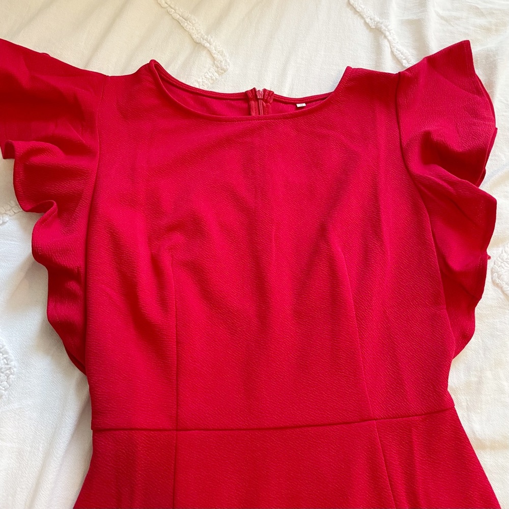 Red Ruffle Mini Dress - Picture 2 of 5